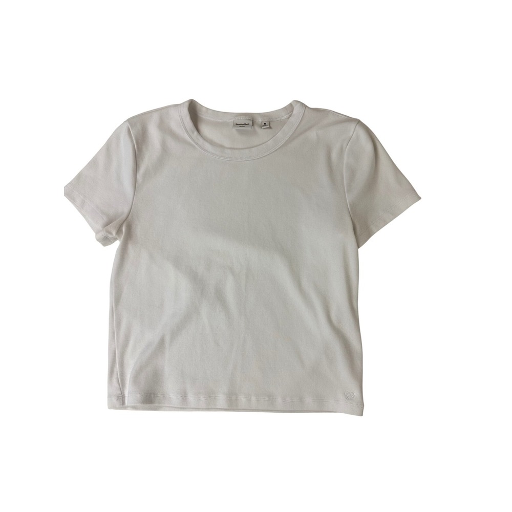 Sunday Best Aritzia White Crewneck T-Shirt Butterfly Logo Short Sleeve Womens M